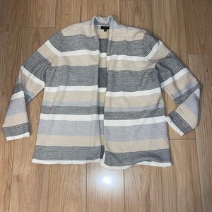 Gray, White & Beige Horizontal Striped Cardigan TBD S